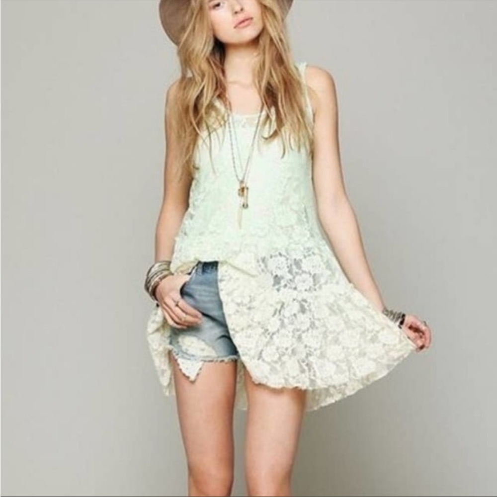 Free People Balletcore rose lace mini dress small ivory new with tags